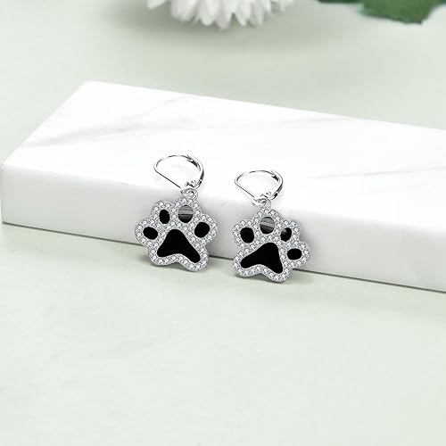 ONE PAIR:  Hoop Earrings Genuine 925 Sterling Silver Style: Lever back Paw Earrings