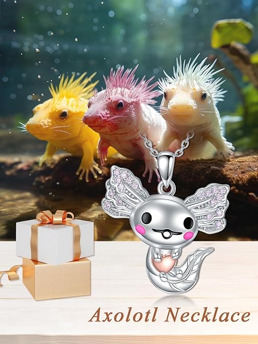 ONE :💎The Smile Axolotl is an amazing animal  Pendant Necklace Fine Jewelry 💎