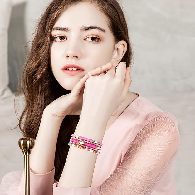 ONE: Premium Handmade New Pink Set 5pcs Bracelet's for Women