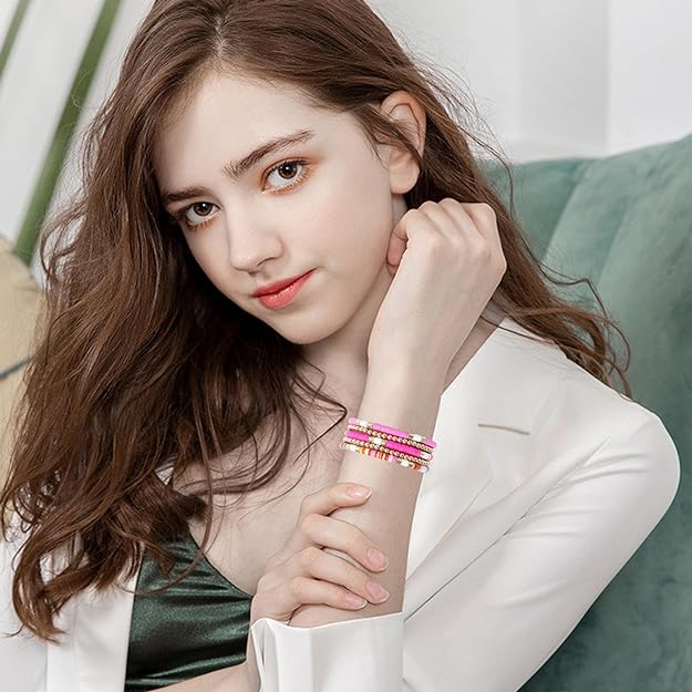 ONE: Premium Handmade New Pink Set 5pcs Bracelet's for Women