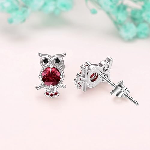 ONE PAIR:  Hoop Earrings Genuine 925 Sterling Silver OWL STUD