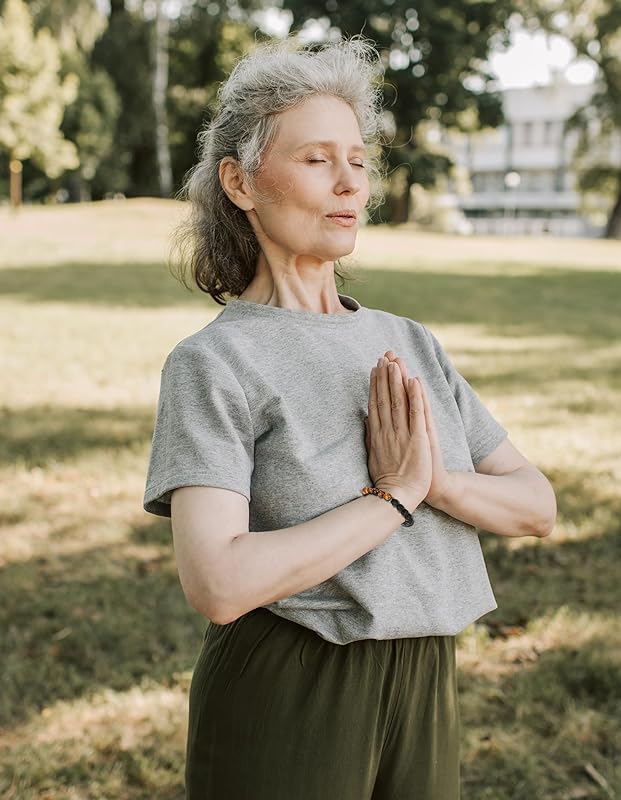 ONE: Premium 5Pcs Handmade Bracelets Tiger Eye 8mm Matte Lava Rock Volcanic Stone Beads Beaded Bracelets for Men Women - Stretch Bracelet