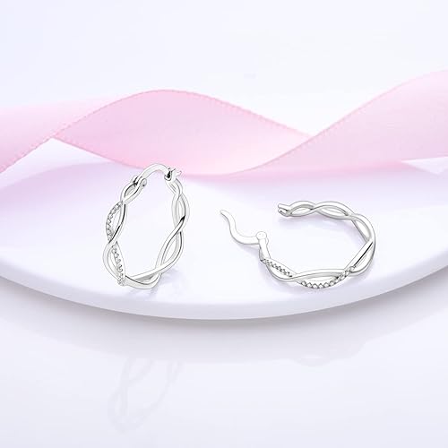 ONE: 925 Sterling Silver Hoop Earrings 14K Gold Plated Jewelry CZ
