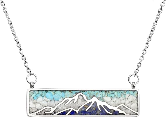 ONE: Turquoise Bar Mountain Howlite Stainless Steel Pendant Necklace