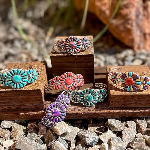 ONE :💎Color: Handmade Genuine Natural Rainbow Spiny Turquoise and 925 Sterling Silver (Solid) Cuff Bracelet