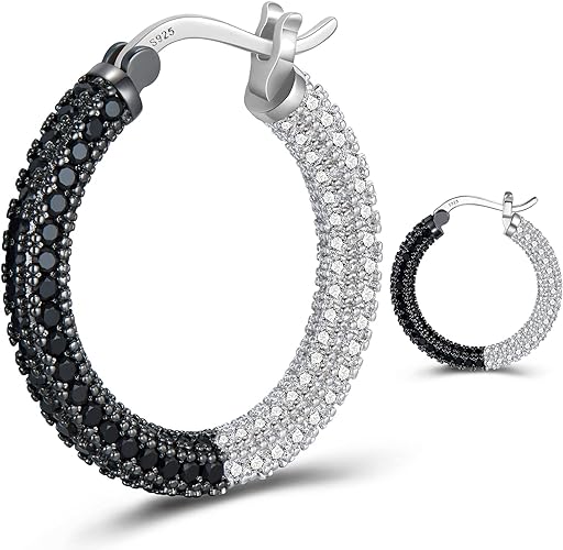 ONE:  ONE: 925 Sterling Silver Post Hoop Earrings 14K Gold Plated Jewelry CZ