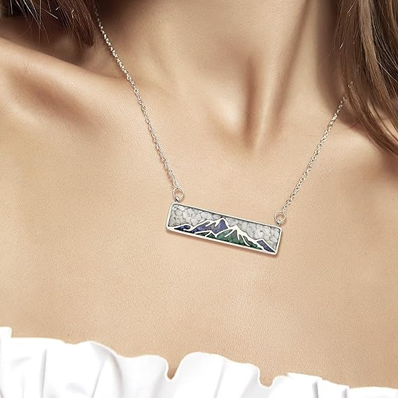 ONE: Turquoise Bar Mountain Howlite Stainless Steel Pendant Necklace