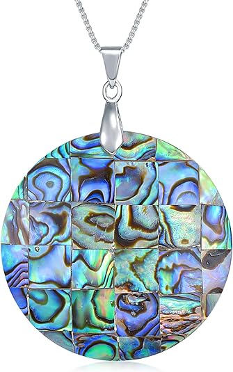 ONE: Handmade Healing Crystal Abalone Shell Pendant Necklace