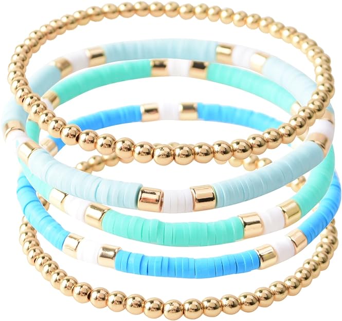 ONE: Premium Handmade New Light Green Set 5pcs Bracelet's for Women