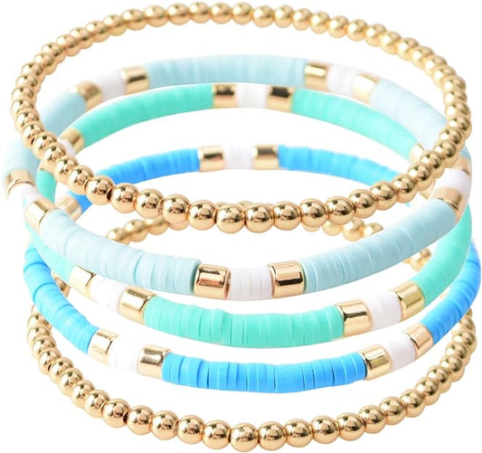 ONE: Premium Handmade New Light Green Set 5pcs Bracelet's for Women