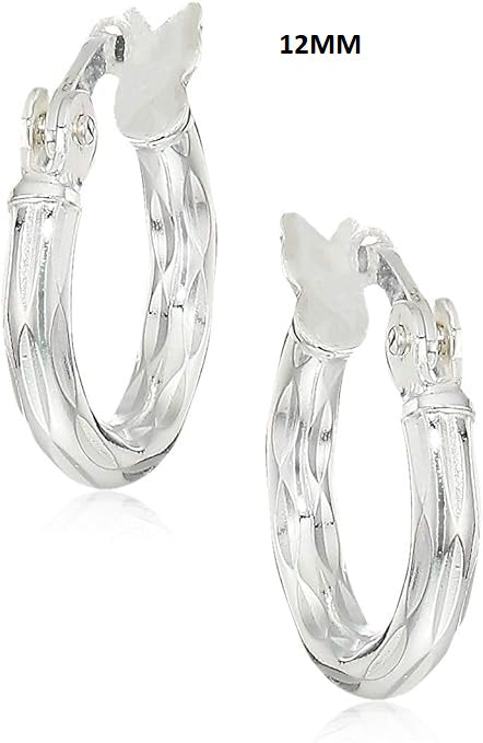 ONE: 925 Sterling Silver 12mm Hoop Earrings 14K Gold Plated Jewelry CZ