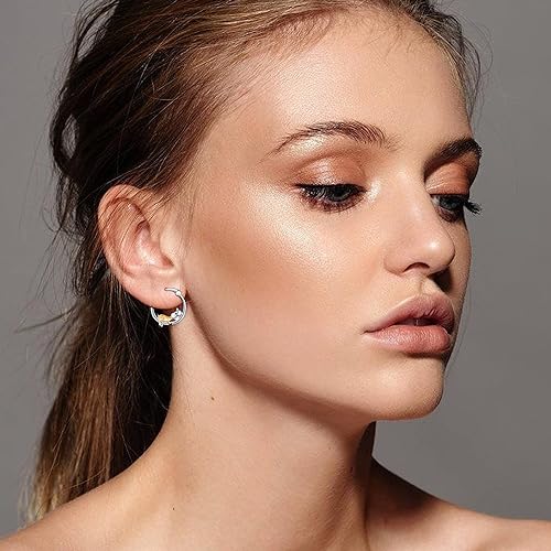 ONE: 925 Sterling Silver Hoop Earrings  Jewelry CZ