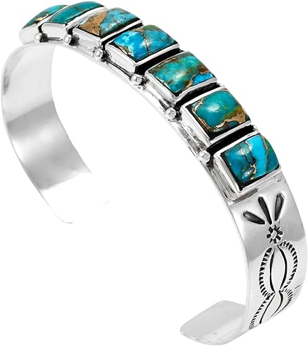 ONE :💎Color: Handmade Genuine Matrix Turquoise and 925 Sterling Silver (Solid) Genuine Cuff Bracelet