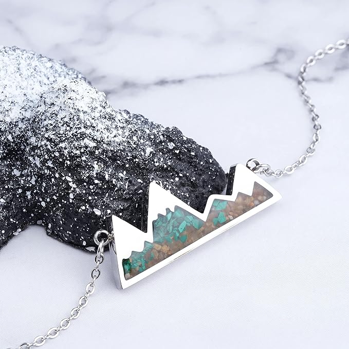 ONE: Turquoise Mountain Jewelry Stainless Steel Pendant Necklace