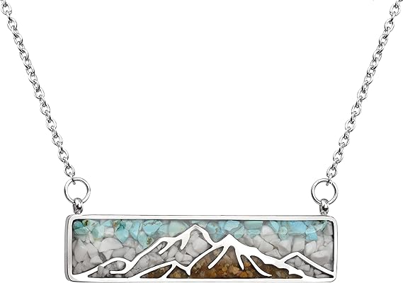 ONE: Turquoise Bar Mountain Howlite Stainless Steel Pendant Necklace