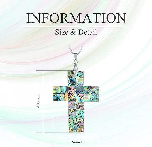 ONE: Handmade Healing Crystal Abalone Shell CROSS Pendant Necklace