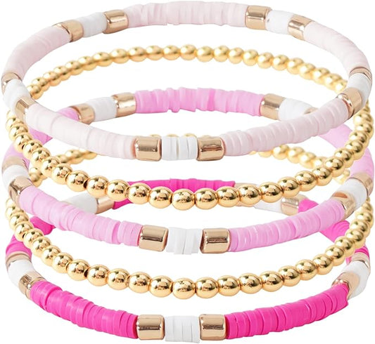 ONE: Premium Handmade New Lite Pink Set 5pcs Bracelet's for Women