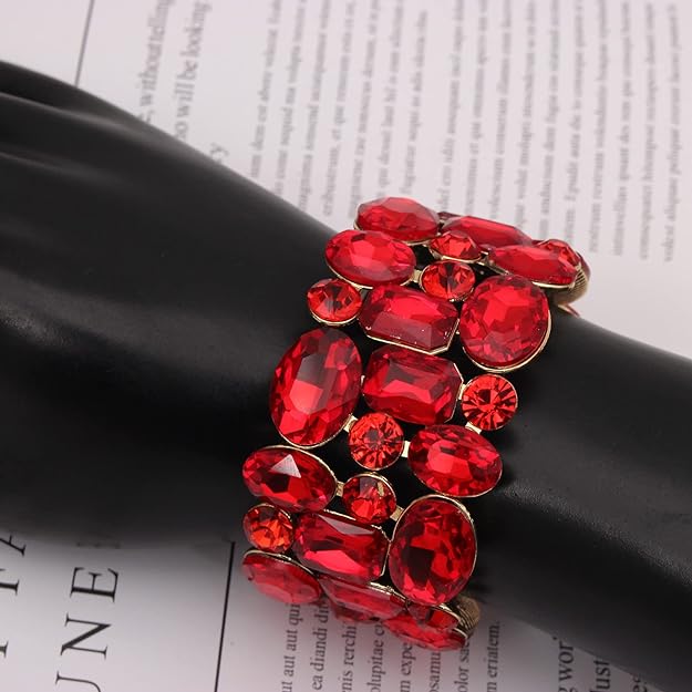 ONE: Premium Gorgeous Jewelry Elegant Crystal Leaf Flower Stretch Bangle Bracelet