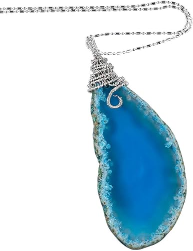 ONE: Handmade Healing Crystal Pendant Necklace, Natural Energy Stone BLUE