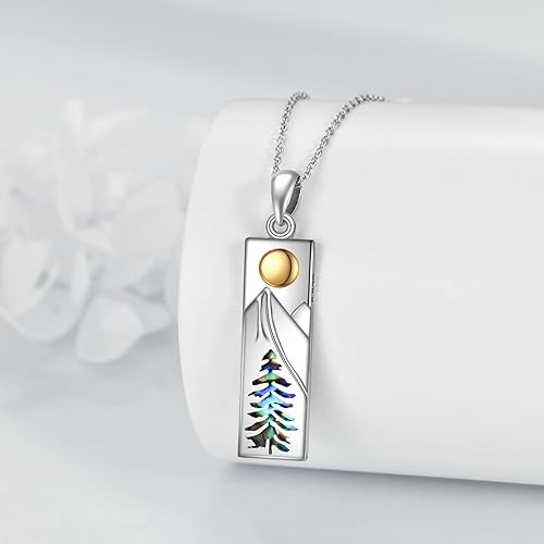 ONE: Silver-Mountain Nature Pendant Necklace Genuine Sterling Silver 925