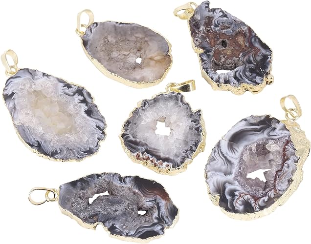 ONE: Handmade Healing Crystal Pendant Necklace, Natural Energy Stone Natural Agate