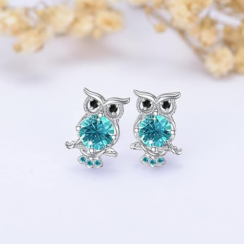 ONE PAIR:  Hoop Earrings Genuine 925 Sterling Silver OWL STUD