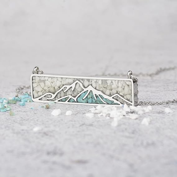 ONE: Turquoise Bar Mountain Howlite Stainless Steel Pendant Necklace