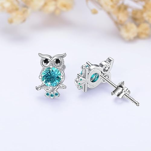 ONE PAIR:  Hoop Earrings Genuine 925 Sterling Silver OWL STUD
