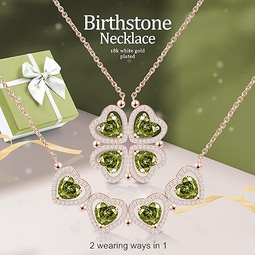 ONE: Lucky Four Leaf Rose Gold Amethyst Clover Pendant Necklaces for Women & Girls 925