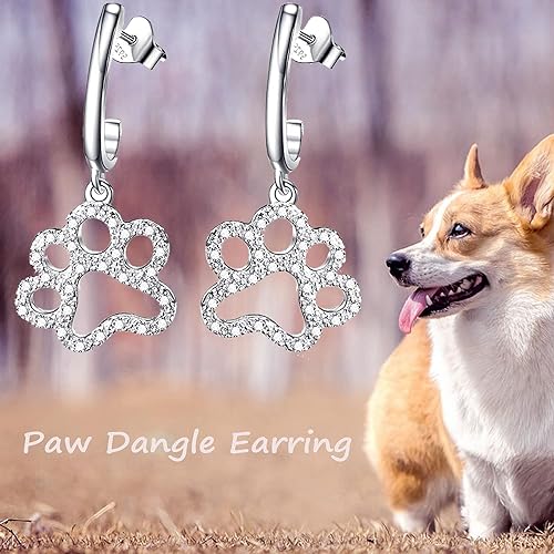 ONE PAIR:  Hoop Earrings Genuine 925 Sterling Silver Style: Lever back Paw Earrings