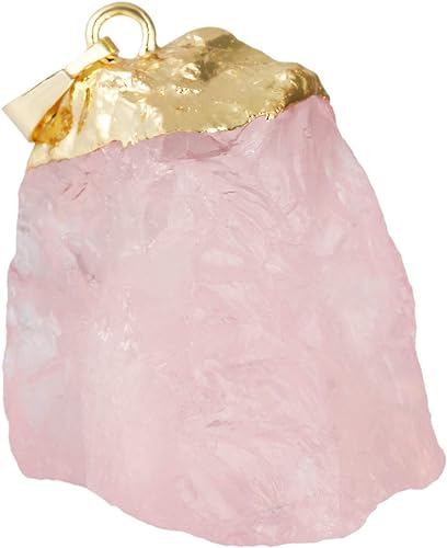 Handmade Healing Crystal Pendant Necklace, Natural Energy Stone Rose Quartz