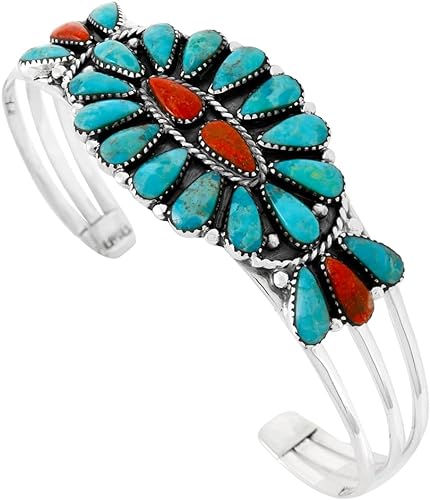 ONE :💎Color: Handmade Turquoise/Coral Bracelet Cuff Design 💎