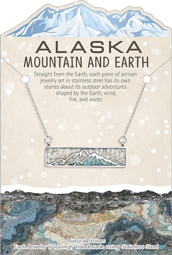 ONE: Turquoise Bar Mountain Howlite Stainless Steel Pendant Necklace