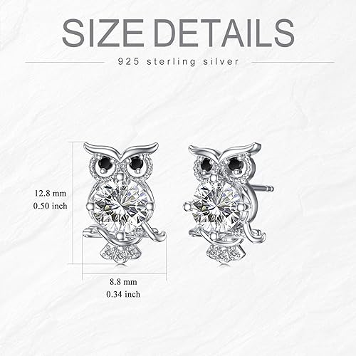 ONE PAIR:  Hoop Earrings Genuine 925 Sterling Silver OWL STUD