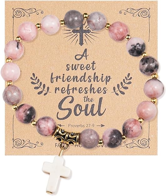 ONE: Premium Handmade New Cross Faith Bracelet for Men and Women Natural Stones