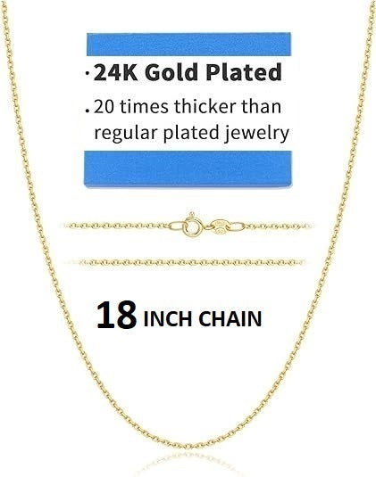 ONE: Solid 24K Real Gold Over 925 Sterling Silver Chain Jewelry 18 INCH GOLD CHAIN