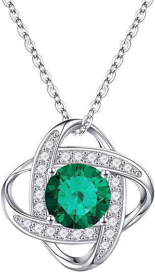 ONE :💎 Birthstone Necklace Gifts For Women, Love Knot Pendant Birthstone Jewelry 18 Inch Silver Chain