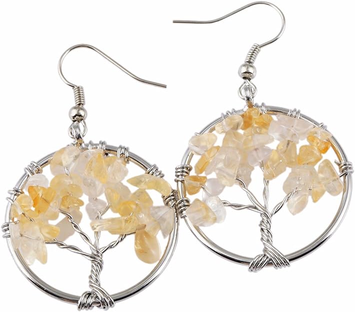 ONE Pair:  Tree of Life Earrings, 925 Sterling Silver Plated Drop Dangle Earrings