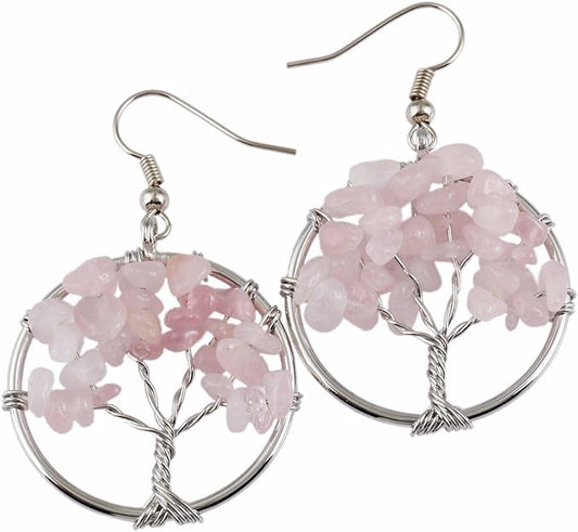 ONE Pair:  Tree of Life Earrings, 925 Sterling Silver Plated Drop Dangle Earrings