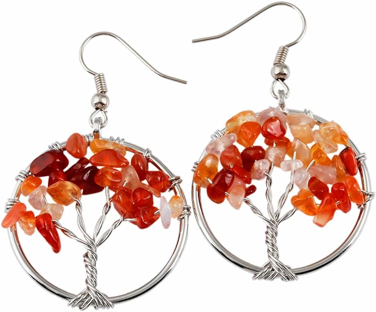 ONE Pair:  Tree of Life Earrings, 925 Sterling Silver Plated Drop Dangle Earrings