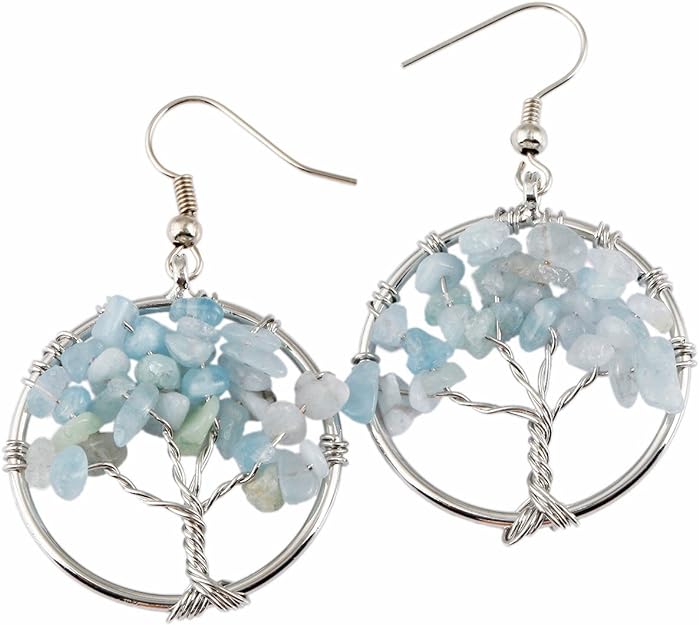 ONE Pair:  Tree of Life Earrings, 925 Sterling Silver Plated Drop Dangle Earrings