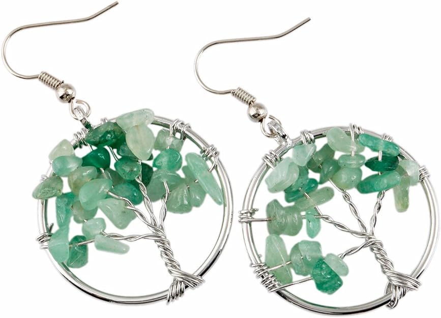 ONE Pair:  Tree of Life Earrings, 925 Sterling Silver Plated Drop Dangle Earrings