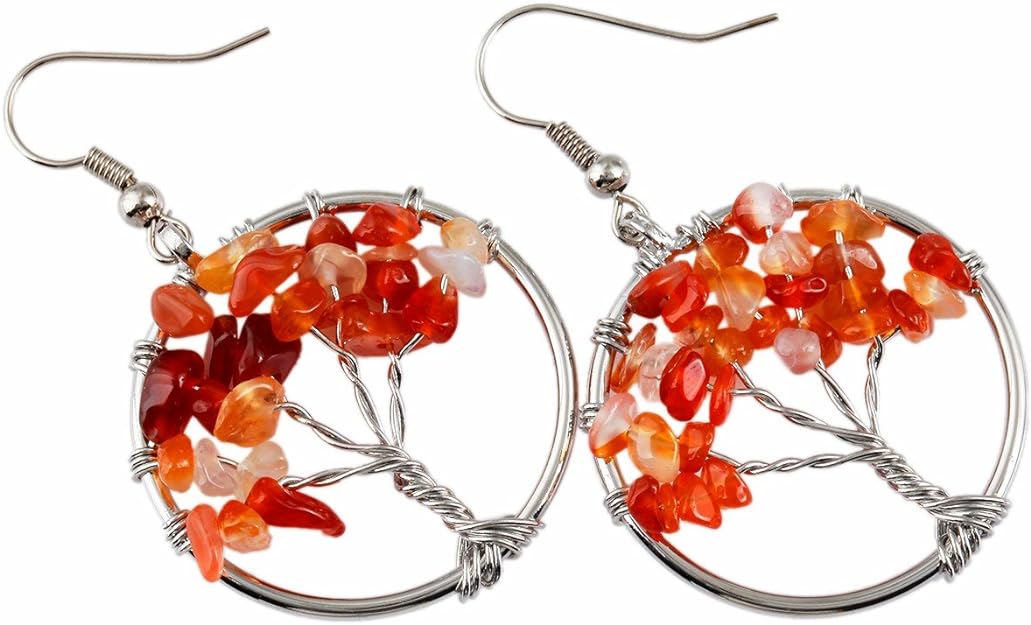 ONE Pair:  Tree of Life Earrings, 925 Sterling Silver Plated Drop Dangle Earrings