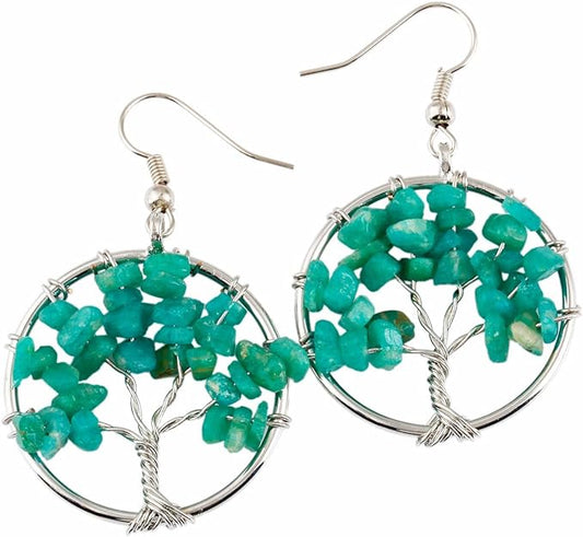 ONE Pair:  Tree of Life Earrings, 925 Sterling Silver Plated Drop Dangle Earrings