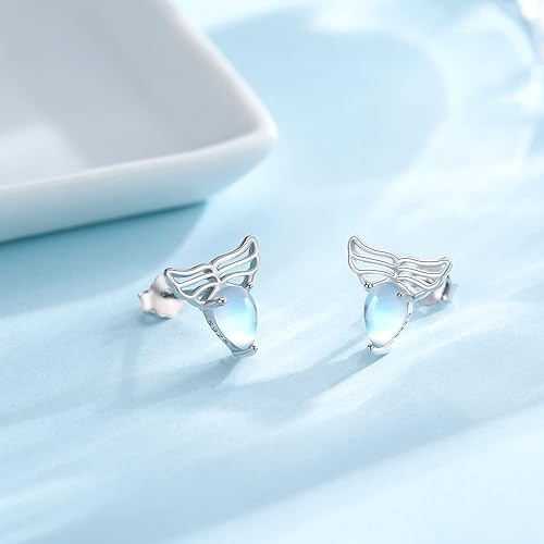 ONE:  Exquisite WINGS Stud  Color: MOONSTONE  Earrings 925 Sterling Silver