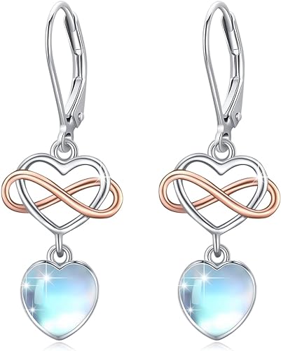 ONE:  Exquisite HEART Stud  Color: MOONSTONE  Earrings 925 Sterling Silver