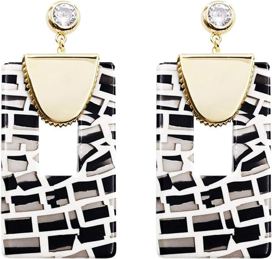 ONE PAIR: Crystal Multi Gold/Silver  Dangle Earrings  Statement Jewelry