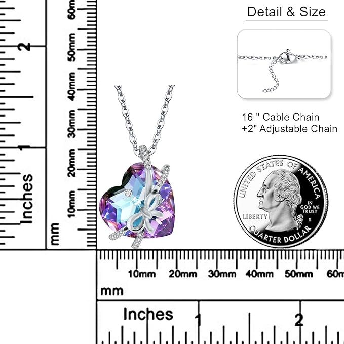 ONE :💎Elegant Silver Purple Heart Pendant Necklace was made of blue crystal, which sparkles all the time
