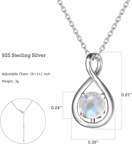 ONE: Birthstone Necklace Gifts For Women, Love Pendant Birthstone Jewelry 16+2 inch Silver Chain JUNE