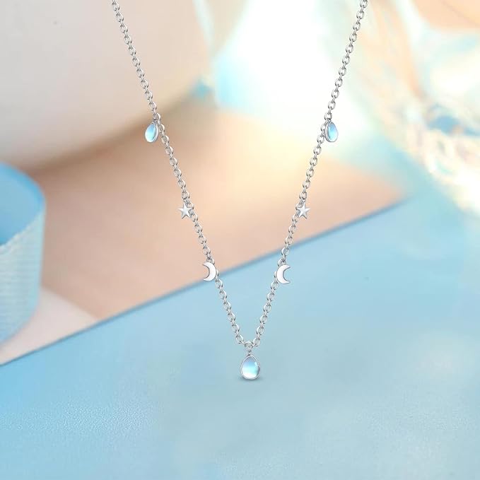 ONE :💎 Moon Star Choker Pendant Necklace 💎 925 Sterling Silver